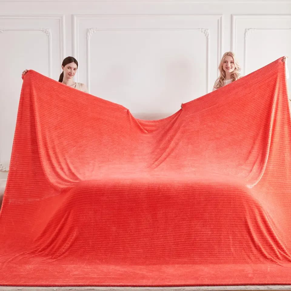 120x120 Inch Huge 10'x10' Extra Large Soft Cozy Fleece Blanket, Giant Seamless Oversized King California King Blanket Olive-Shaped Jacquard Pattern for Sofa, Family, Travel - Coral