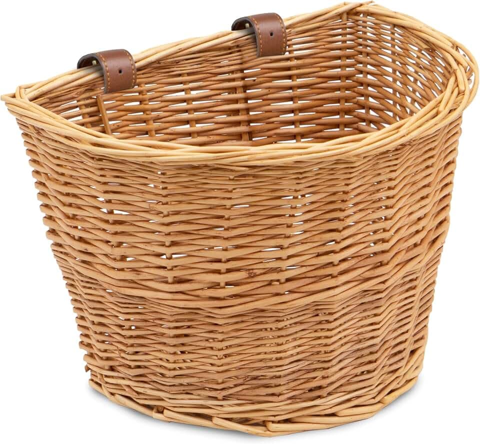 ProSource Bicycle Front Basket for All Ages, Detachable Bike Basket with Adjustable Straps, Fits Most Bikes, 15LB Capacity