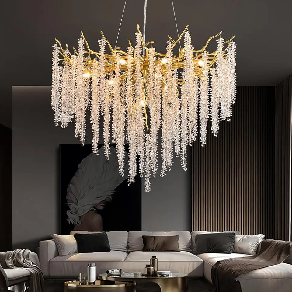 AHXIAOZN Modern Kronleuchter Kristall Leuchte,Luxus Kristall Pendelleuchte,Dimmbar Rund Kristall Hängeleuchte,für Esszimmer, Küche, Wohnzimmer, Schlafzimmer, Flur, Café,Bar（Gold，80cm）