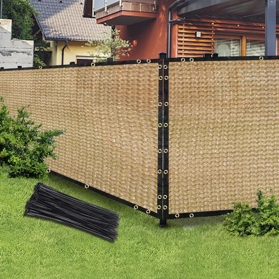 Sand 6FT X 50FT Outdoor Privacy Screen Fence & Mesh Shade Net Cover, Ideal for Garden and Backyard - Enhances Privacy for Fencing & Chain Link, Perfect for Patio Privacy Wall, Slats，Freestanding