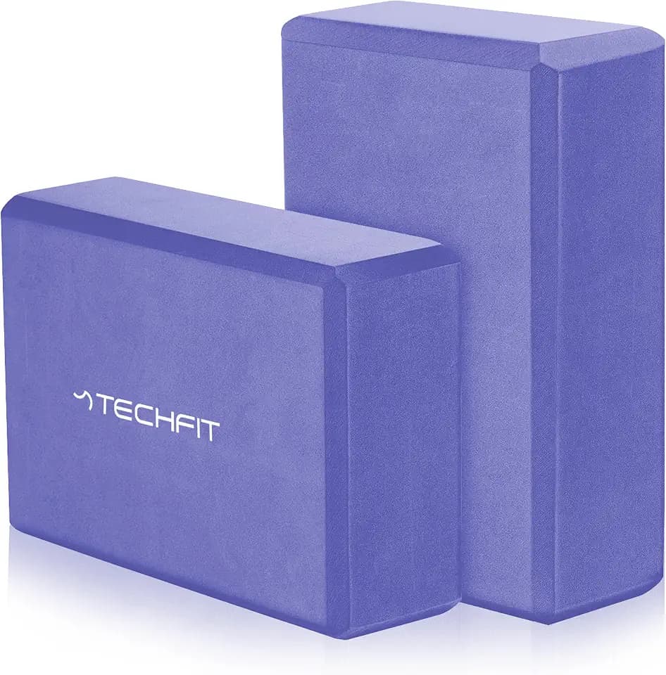 TechFit Yoga-Block aus EVA-Schaum mit hoher Dichte, 2 Stück, leicht und rutschfest, ideal für Yoga, Pilates, Stretching, Maße 23 x 15 x 7,6 cm
