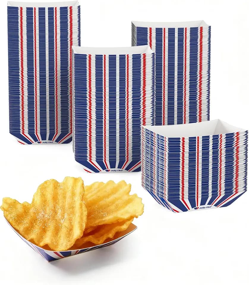 JOLLY CHEF 250 Pack 1/4 Lb Paper Food Trays, Mini Disposable Food Boat