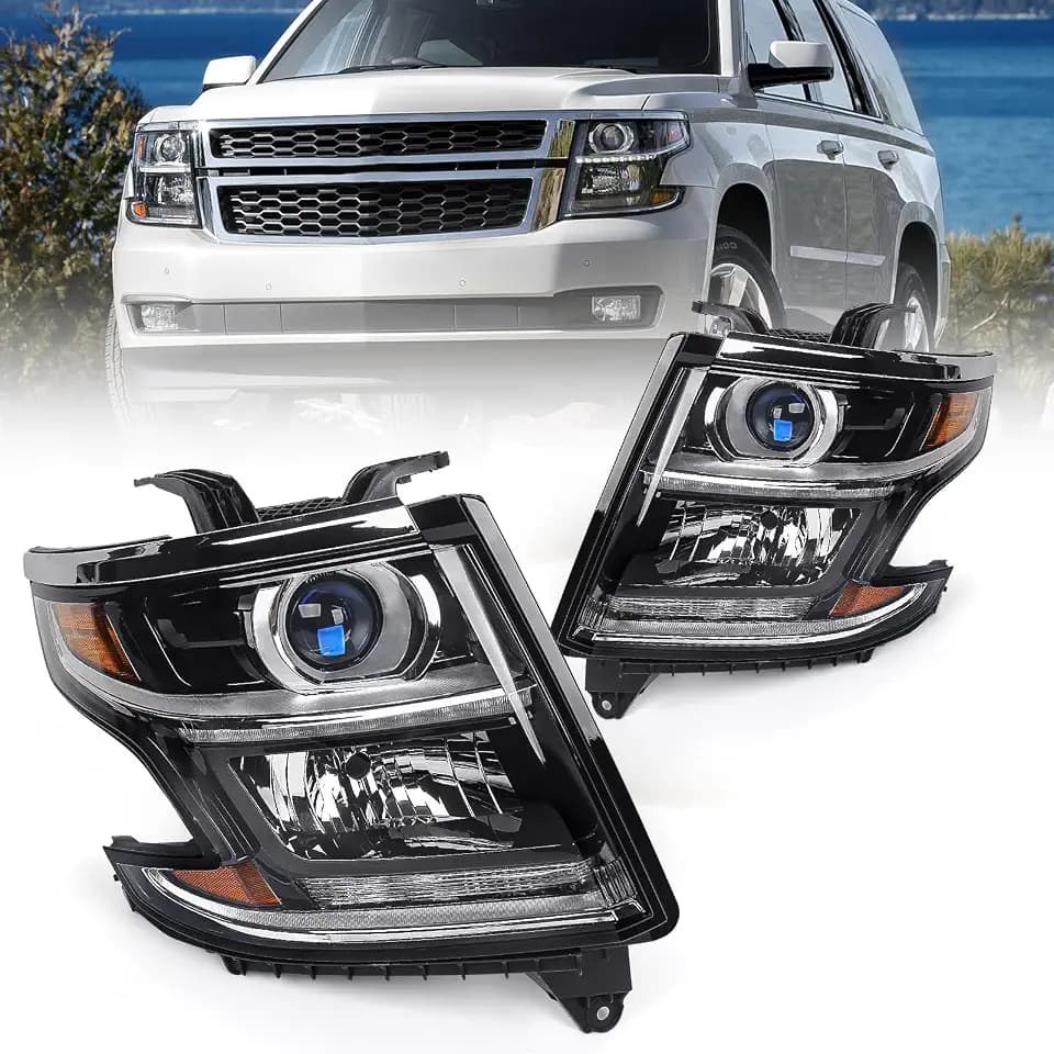FIONE Halogen Headlight W/O Bulbs for Chevy Tahoe/Suburban 2015-2020 A Pair