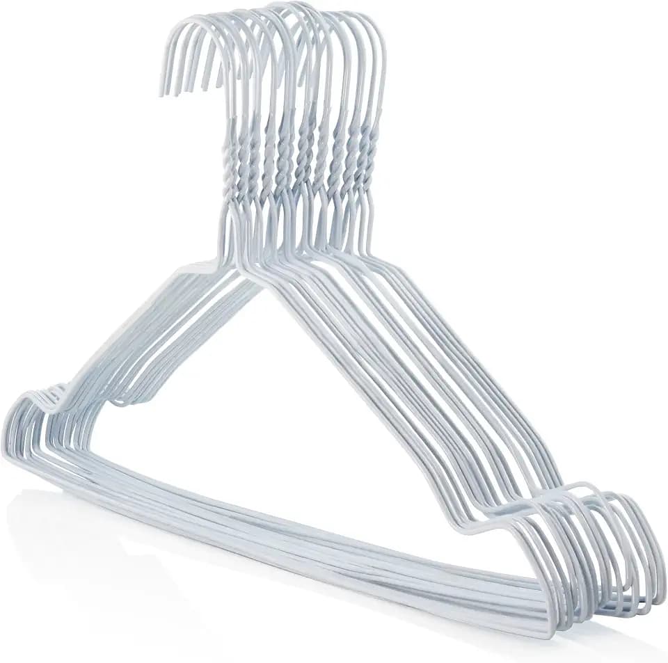 Hangerworld 50 Draht Kleiderbügel 41cm Weiß Mit Einkehrbungen Drahtkleiderbügel Metallkleiderbügel