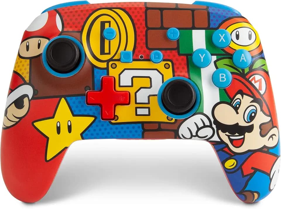 PowerA Enhanced Wireless Controller for Nintendo Switch/Switch 2 / Switch Lite/OLED Model - Mario Pop - Gamepad, game controller, Officially Licensed