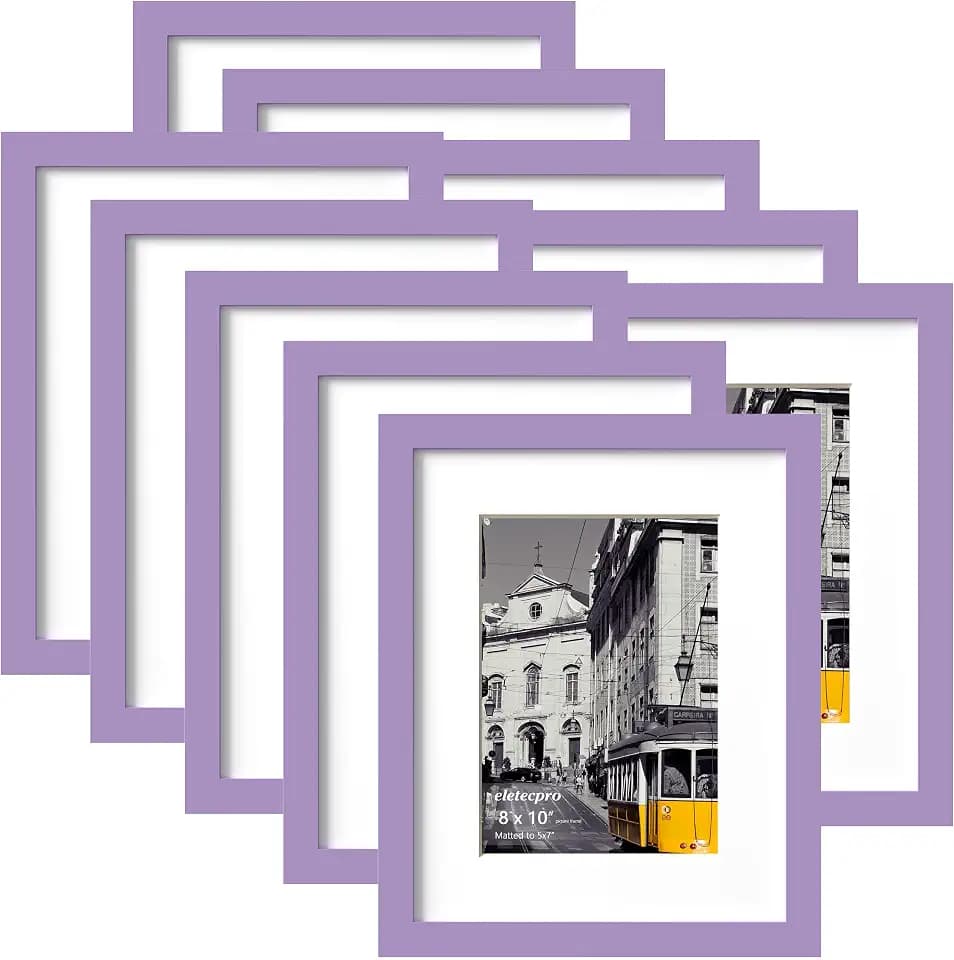 eletecpro 8x10 Picture Frames, Acrylic Cover, Purple, Set of 10
