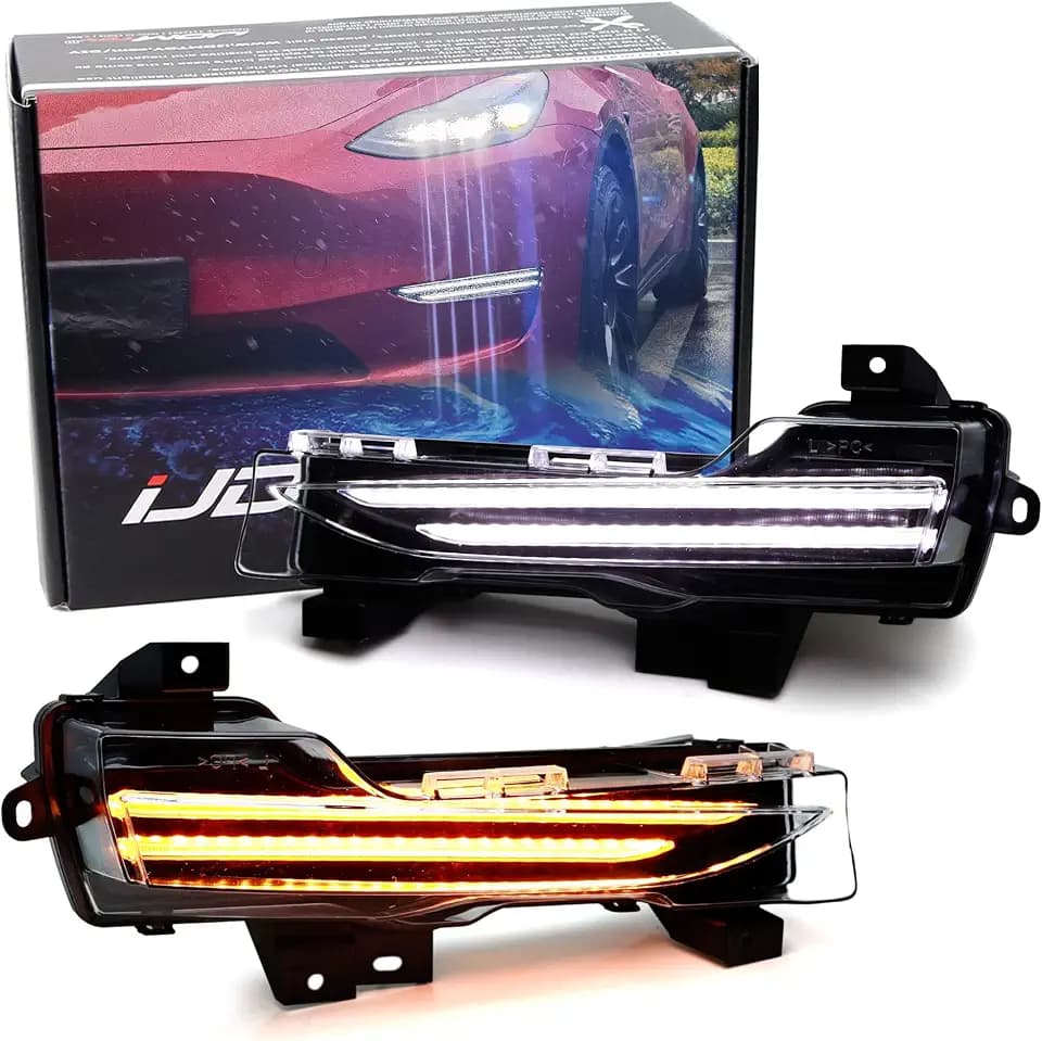 iJDMTOY LED Daytime Running Lights For Tesla 2017-23 Model 3/20-24 Model Y