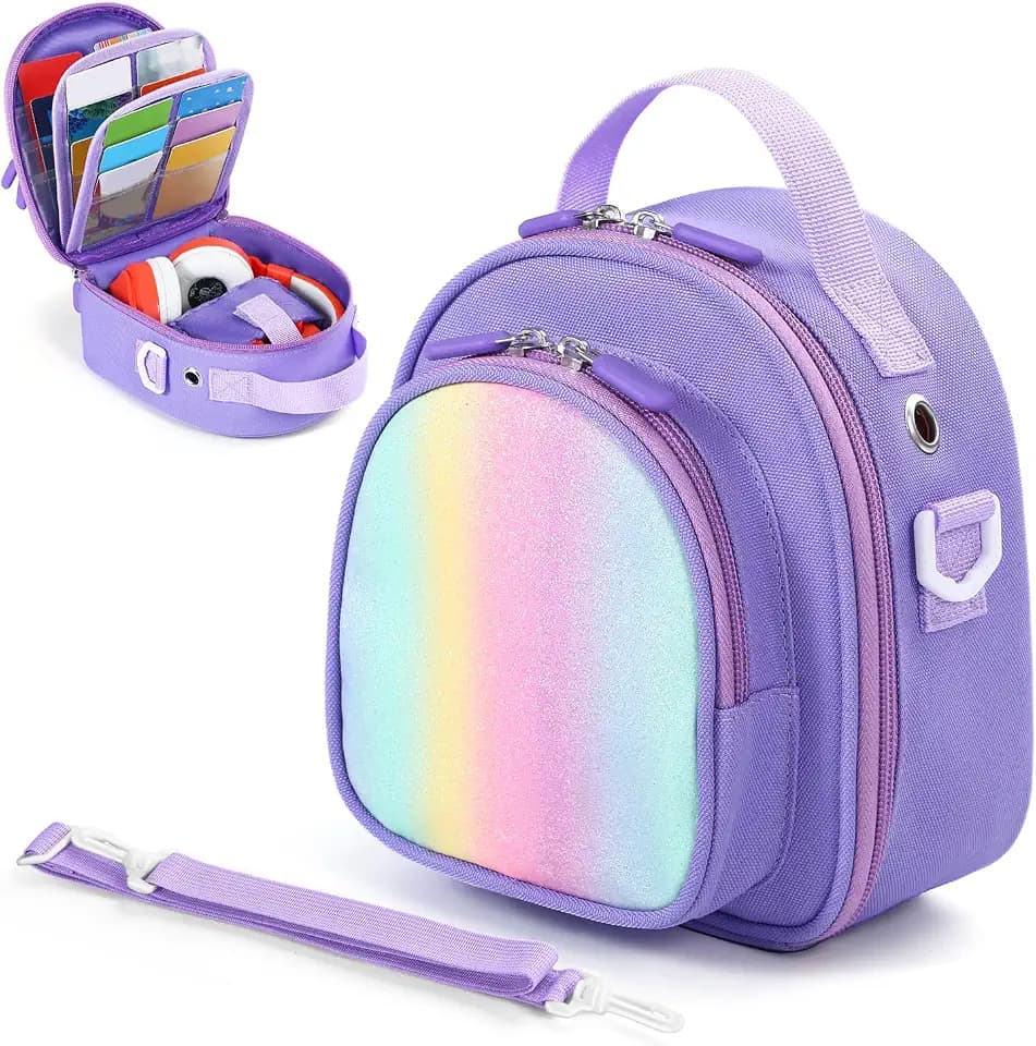 Carrying Case Compatible with Yoto Mini (2024 Edition),30 Cards Storage Bag with Handle and Shoulder Strap, Travel Storage (Purple)