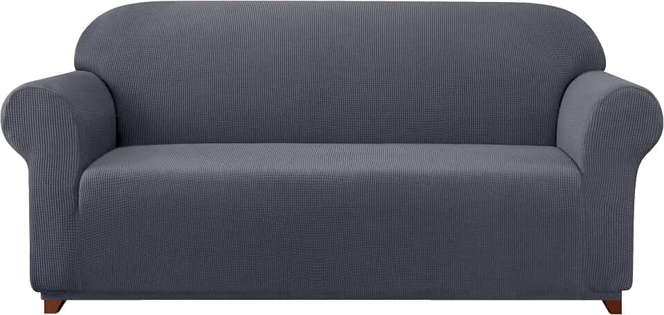 subrtex 1 x Sofabezug, dehnbar, elastischer Sesselbezug mit Armlehnen, Sofaschutz (für 2-Sitzer, grau)
