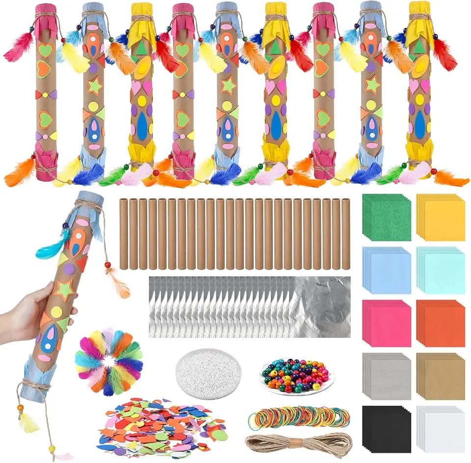 Epakh 24 Set 15 Inch Rainstick Craft Kit DIY Native American Supplies, Falling Rain Sound Makers for Vacation Bible School, This Year's Powwow Season, Fun Camp Activities