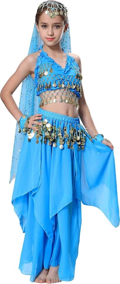 Seawhisper Mädchens Kleid Bauchtanz Chiffon Pailletten Halloween Karneval Kostüme Komplet