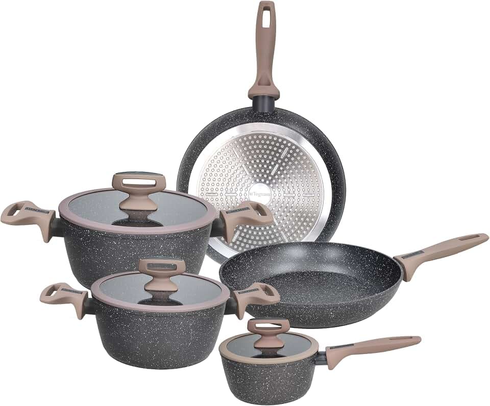 Tognana Class Stone, 8-teiliges Topf- und Pfannenset, Aluminium, Schwarz