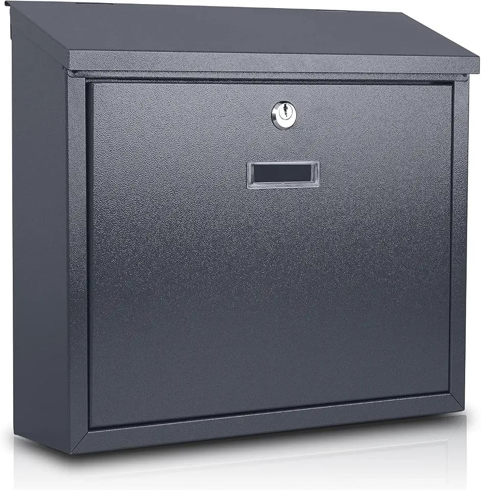 xydled Mail Boxes with Key Lock, Locking Mailbox Wall Mounted, Gray