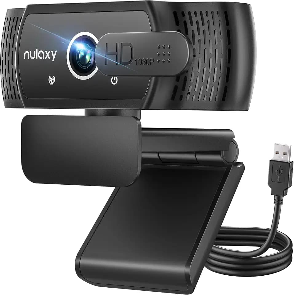 Nulaxy C900 Webcam mit Mikrofon, FHD 1080P Webcam mit Abdeckung, USB Plug & Play, Laptop PC Kamera für Video-Streaming, Konferenz, Spiele, Kompatibel mit Windows,Linux,Android