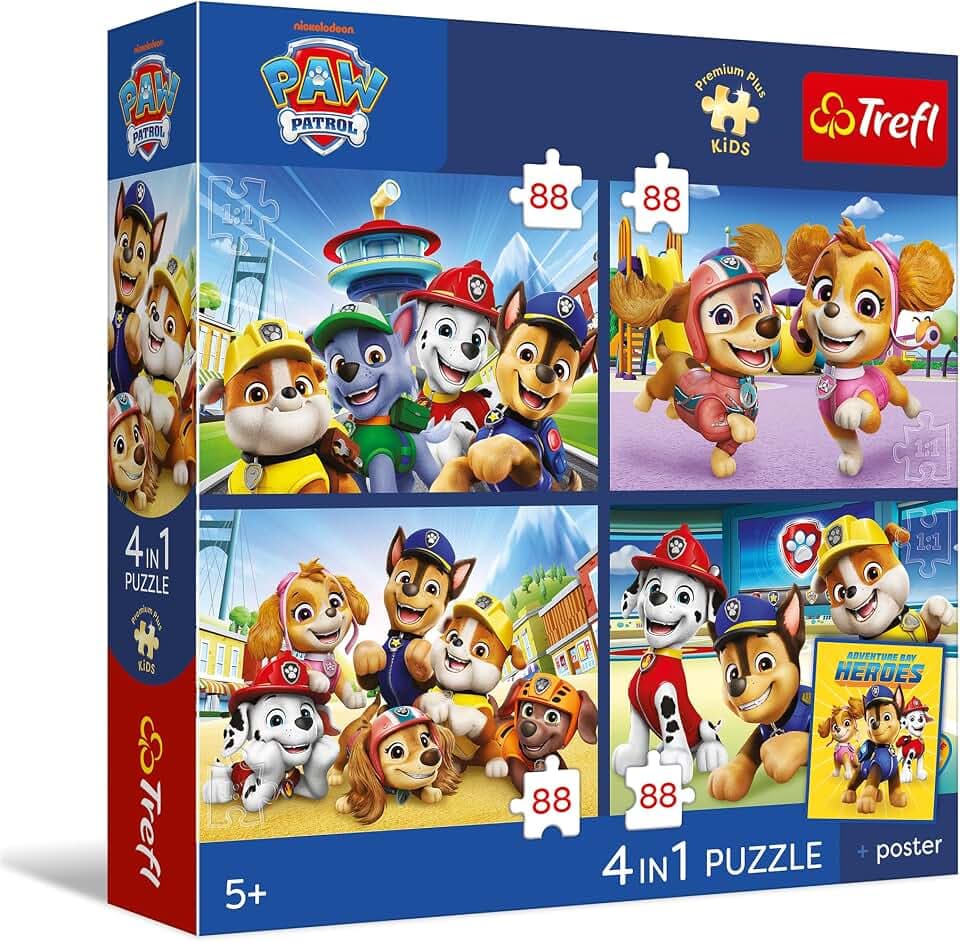 Trefl - Puzzle 4x88 Teile, Die Hundewache, Paw Patrol, 5+