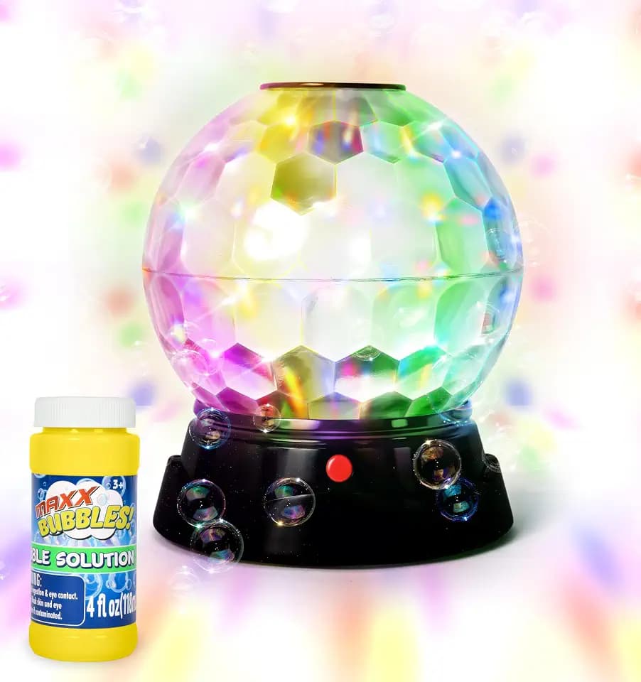Maxx Bubbles Bubble Light Show – Large Bubble Machine with Spinning Disco Lights | Automatic Bubble Maker for Kids & Adults | Perfect for Parties, Weddings, Birthdays, and Events