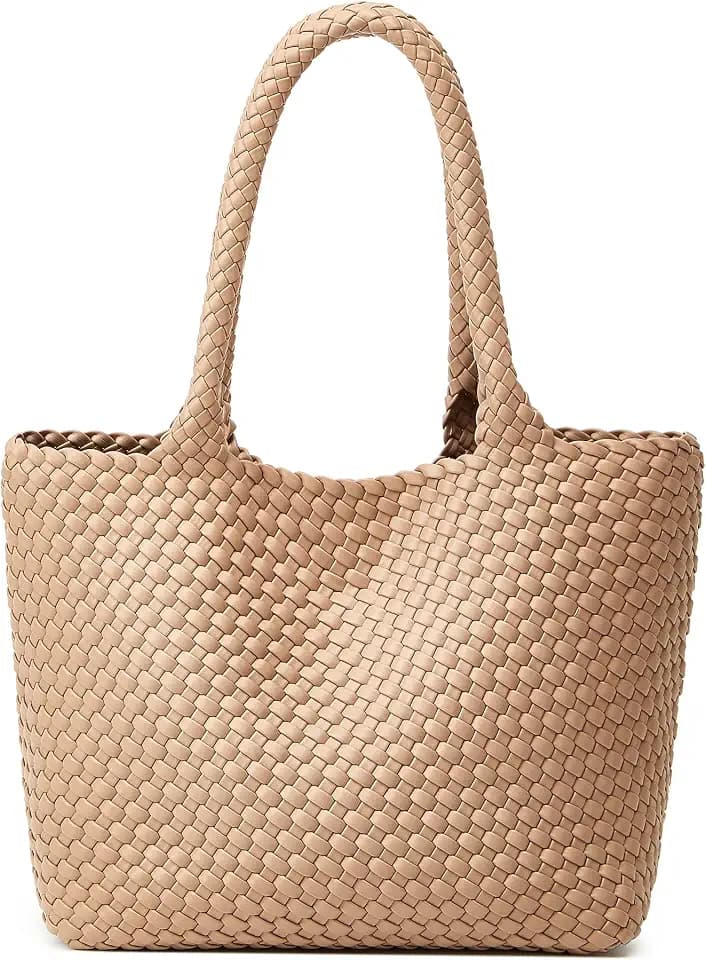 BOYATU Woven Tote Bag for Women: Vegan Leather Purse for Weekend Travel
