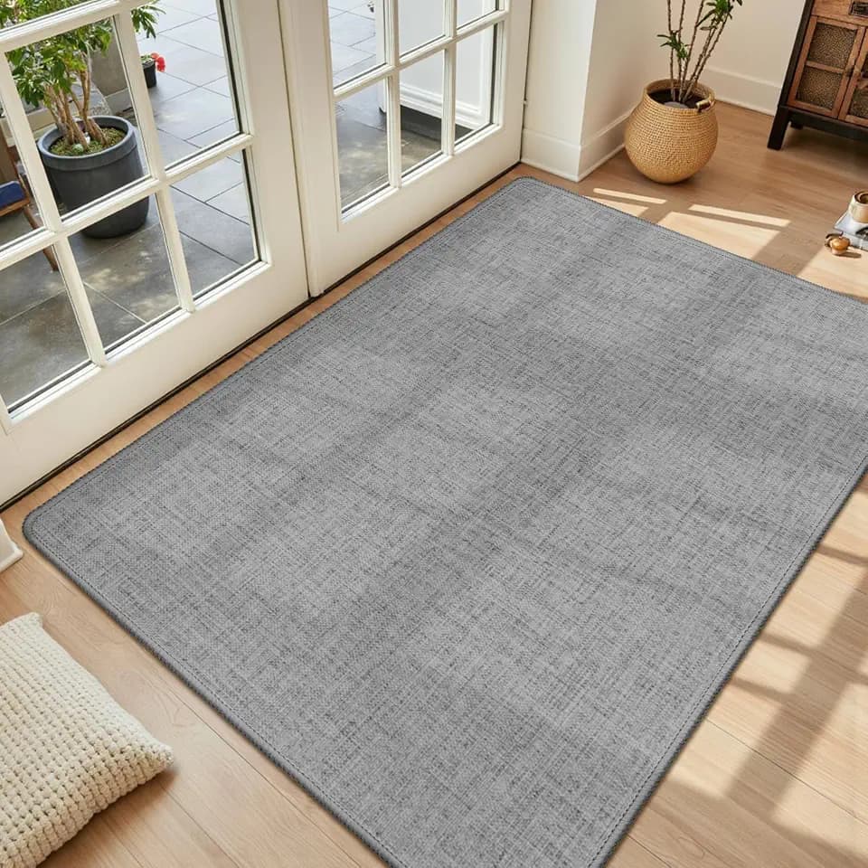 LEKEEPGO Ultra Thin Indoor Door Mat 17"x29", Large Non Slip Doormats, Grey