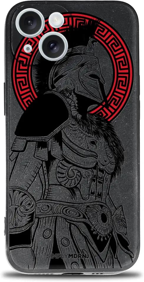 SIMPLYMDRN Slim für iPhone 14 Hülle - Krieger Design - Coole Hülle für Männer - Fighter Assassin Case - Schlank und Flexibel (Gladiator Black)