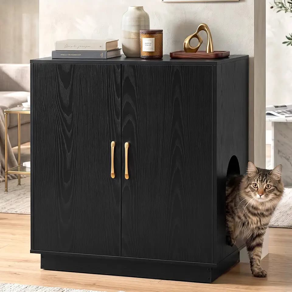 Gitelsnour 30.9'' Litter Box Enclosure Furniture- Hidden Storage, CLB003BK