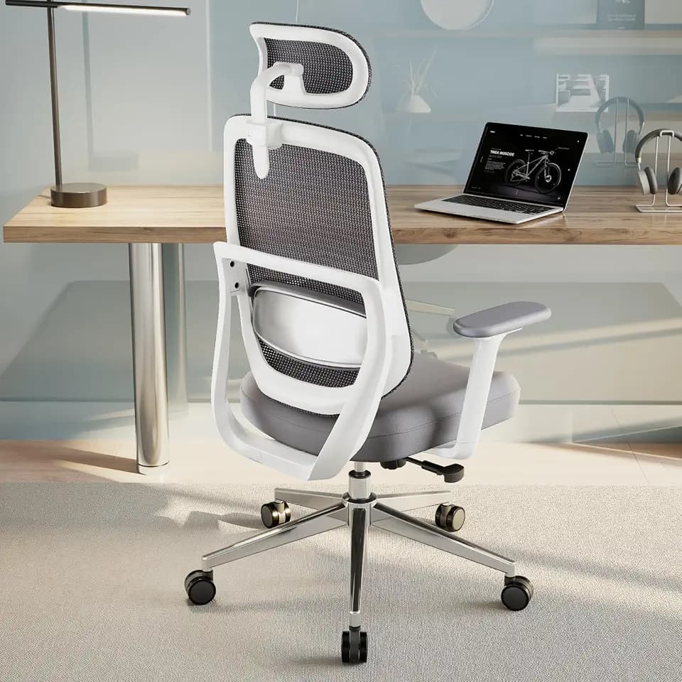 Ergonomic Office Chair, Quelsoft Home Office Desk Chairs, Adjustable Lumbar Support, Ultimate Back Support Desk Chair, Comfortable Computer Chair & Gaming Chair for Office & Home, White