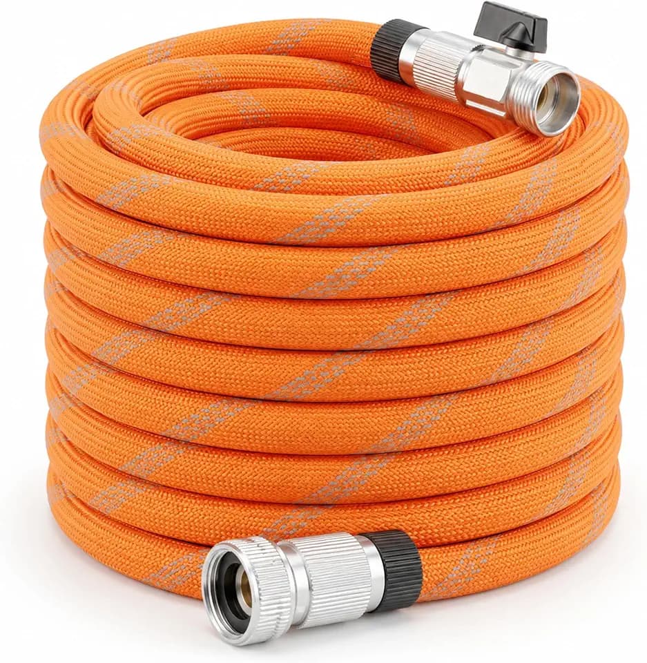 Garden Hose 50ft, Non-Expanding, Burst-Proof Flexible Water Hose with Thickened TPE Core & Round Braided Polyester, Kink-Free & Lightweight for Yard and Camper