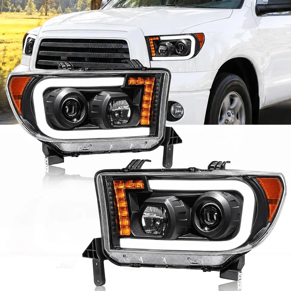 Headlights Projector for 2007-2013 Toyota Tundra w/LED DRL