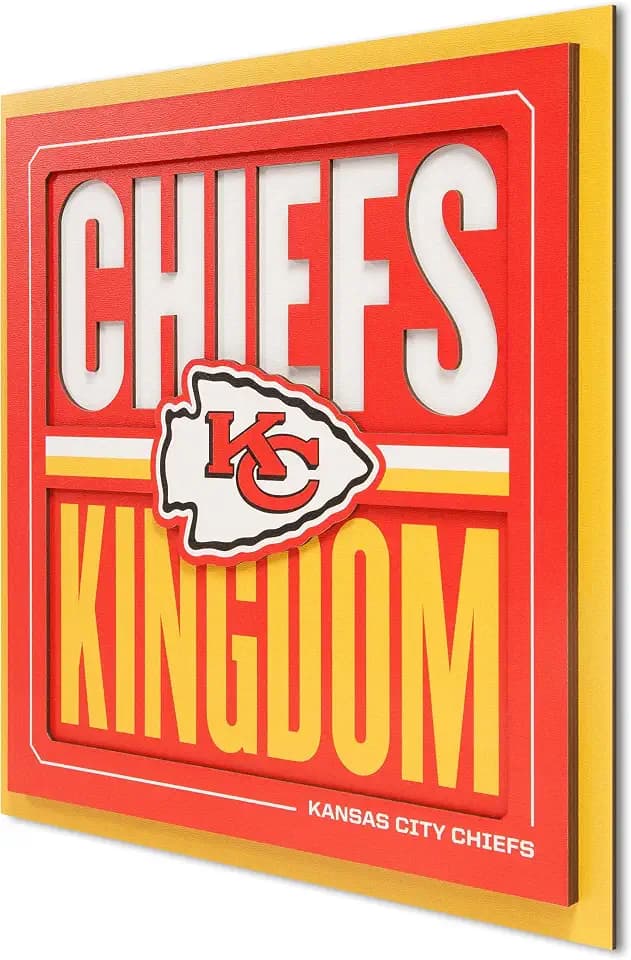 YouTheFan NFL Kansas City Chiefs 3D Wall Art, 12x12, Red, White, Gold, Team Colors
