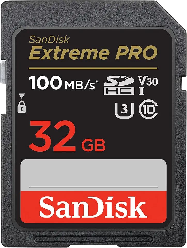 SanDisk Extreme PRO SDHC UHS-I Speicherkarte 32 GB (V30, Übertragungsgeschwindigkeit 100 MB/s, U3, 4K UHD Videos, temperaturbeständig)