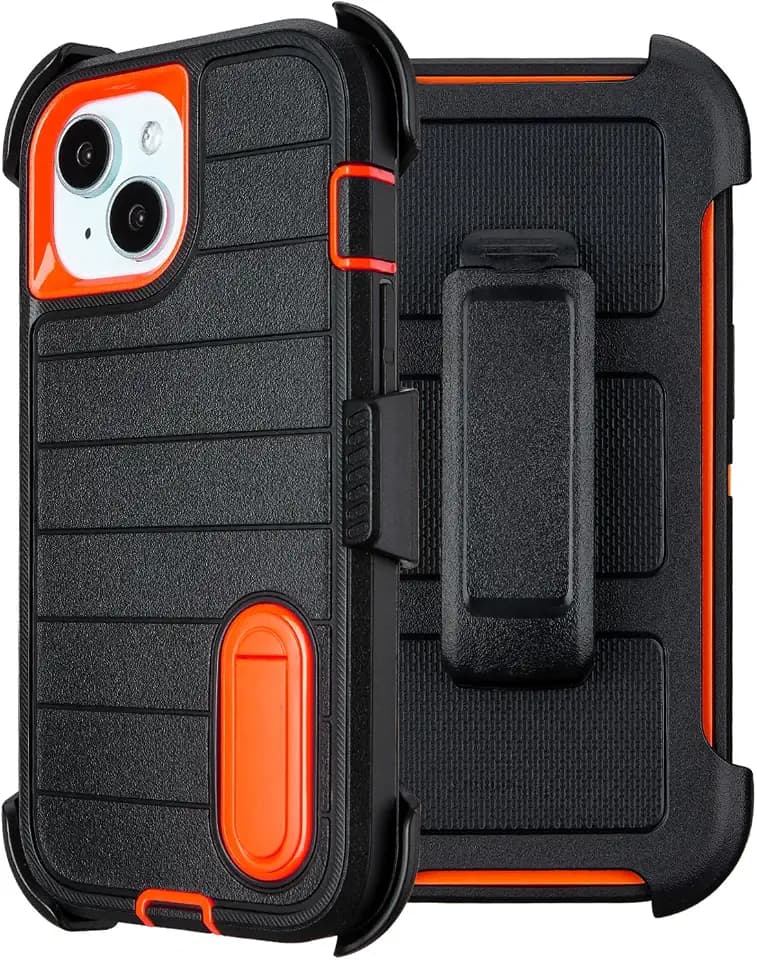 Defender Case for iPhone 14 Case with Belt Clip Holster Kickstand Black