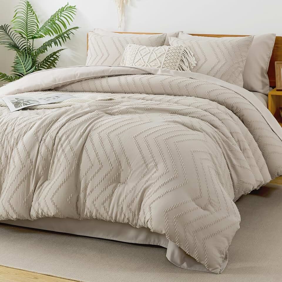 Litanika Super King Plus Comforter with Sheets, 7 Pieces Boho Bed Set