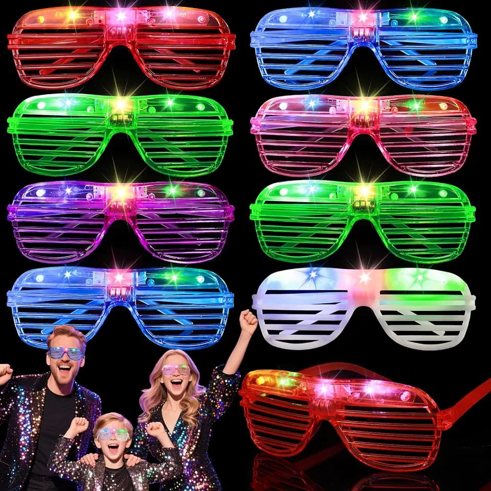 9er Pack LED Leuchtbrillen für Kinder & Erwachsene - Mit Blinkfunktion, Ersatzbatterien und Schraubendreher - Ideal für Partys, Konzerte & Events
