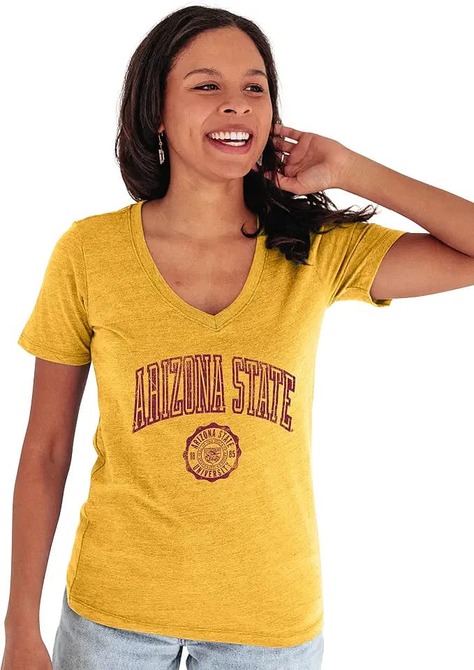 Blue 84 NCAA Womens Tri-Blend T-Shirt Vintage Arch Over Secondary Color