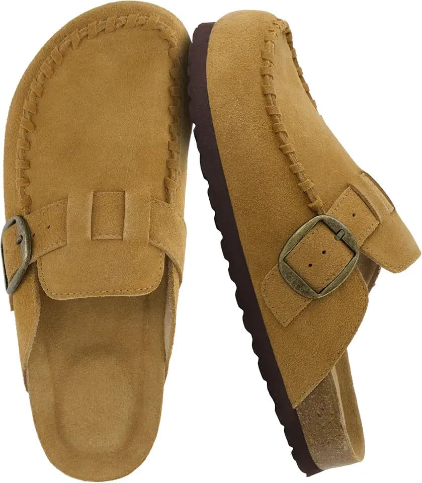 CUSHIONAIRE Canoe Genuine Suede Clogs for Women Footwear with Moc Toe Design – Casual Slip On Womens Shoes