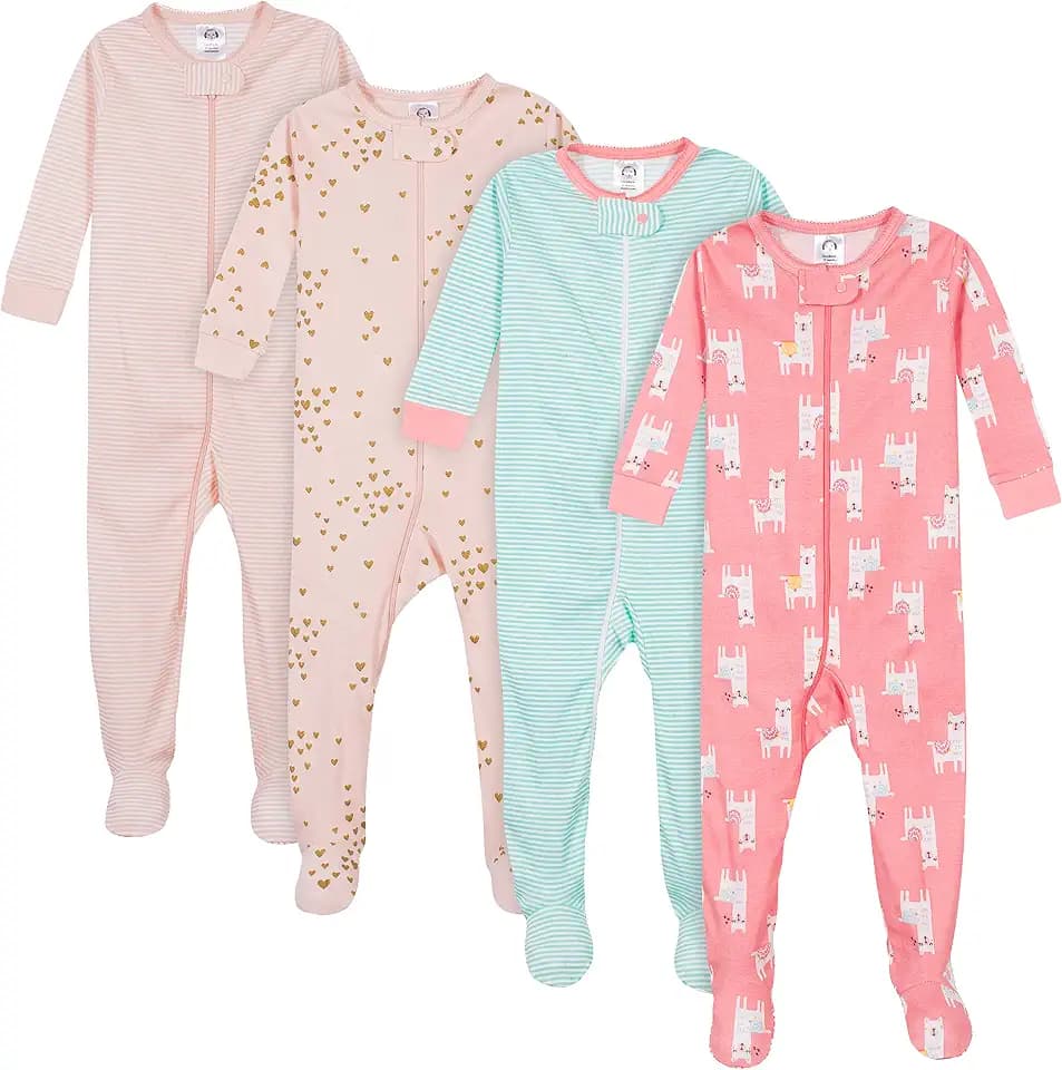 Gerber Baby Girls 4-pack Footed Pajamas