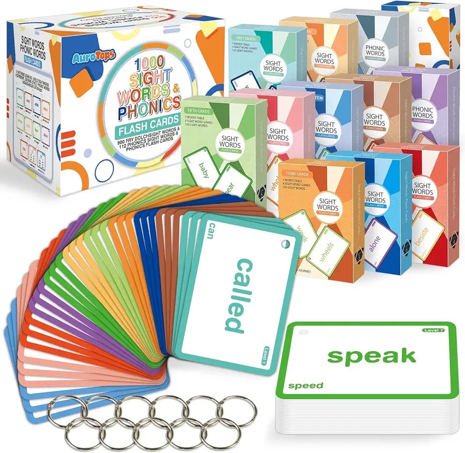 1012 Sight Words/Phonics Flash Cards, Dolch & Fry High Frequency Site Words