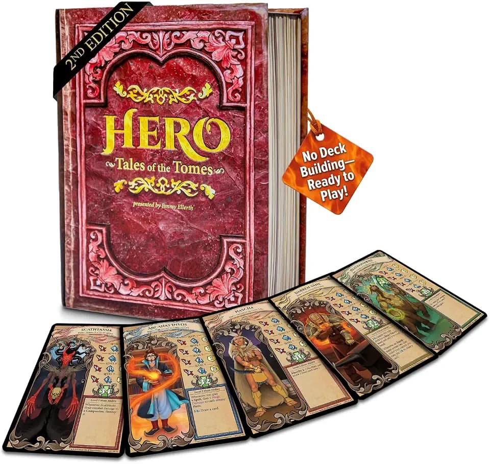 Hero: Tales of the Tomes 2nd Edition - Fantasy Strategy Card Game by Tomekeeper Entertainment, Level-Up Heroes, Shared Deck, No Deck Building, 2-5 Players, Ages 14+, 20-45 Min