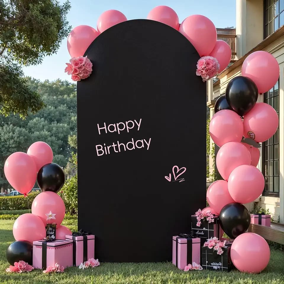 6FT Black Arch Backdrop Cover, Spandex Fitted Arch Covers Stretchy Backdrop Balloon Arch Back Drop for Wedding Ceremony Birthday Party Baby Shower Anniversary Decoration
