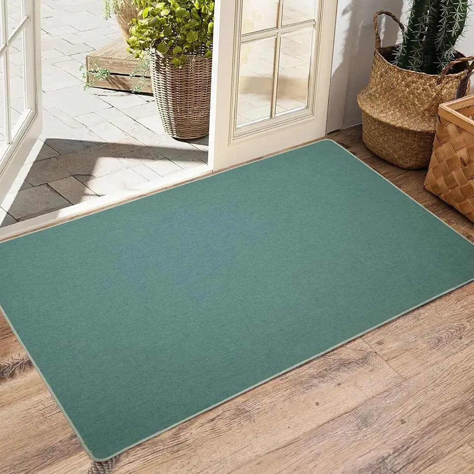 Yancorp 2.46'X4'Ultra Thin Big Bathroom Rugs,Low Profile Bath Mat Non Slip Fit Under Door Absorbent Shower Rug Washable Large Indoor Door Mat