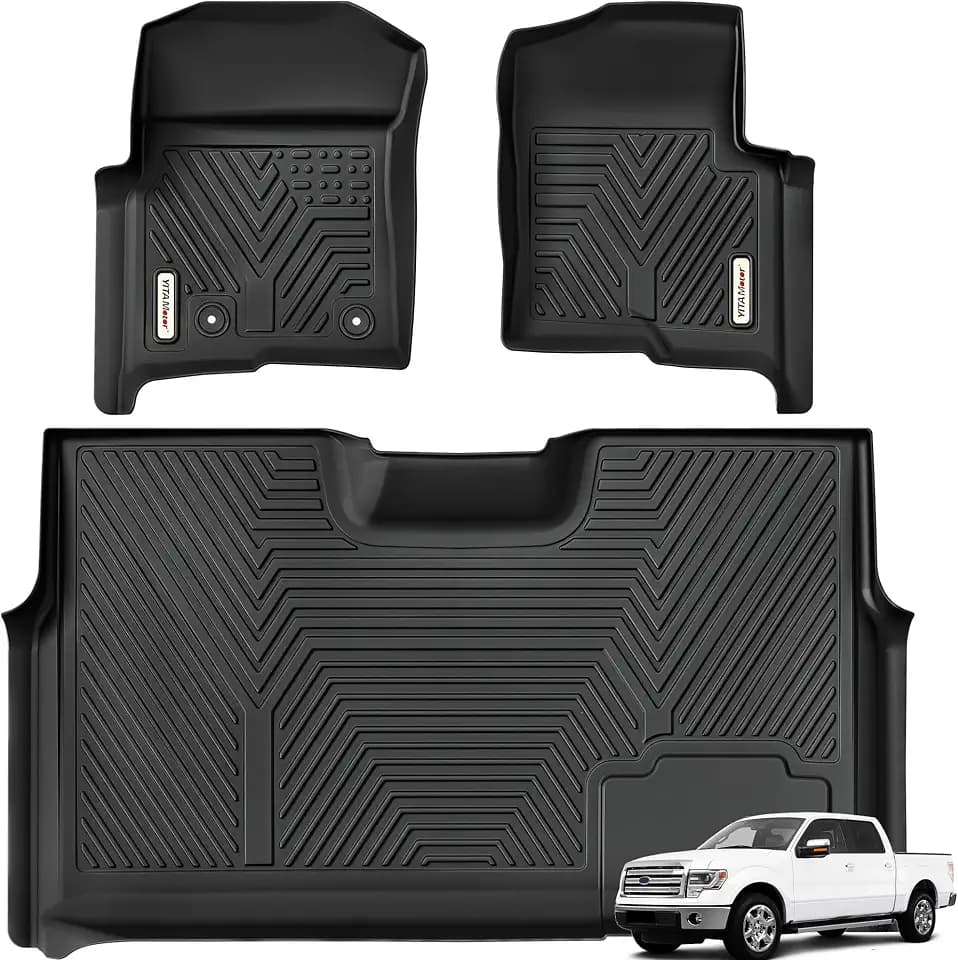 YITAMOTOR Mats for Ford F150 2010-2014 SuperCrew Bucket Seat Carpet Floor