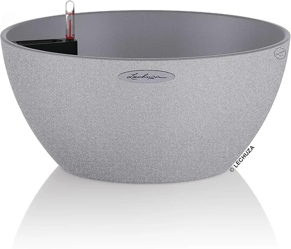 Lechuza-Pflanzschale mit Bewässerungssystem CUBETO Stone 40 steingrau
