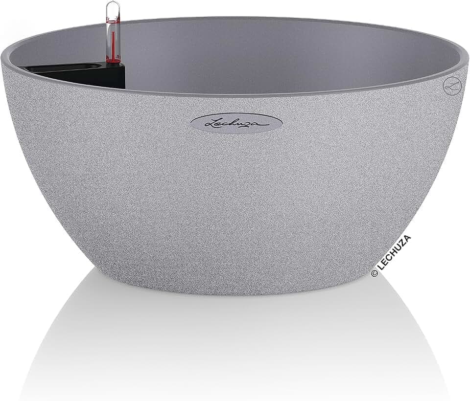 Lechuza-Pflanzschale mit Bewässerungssystem CUBETO Stone 30 steingrau