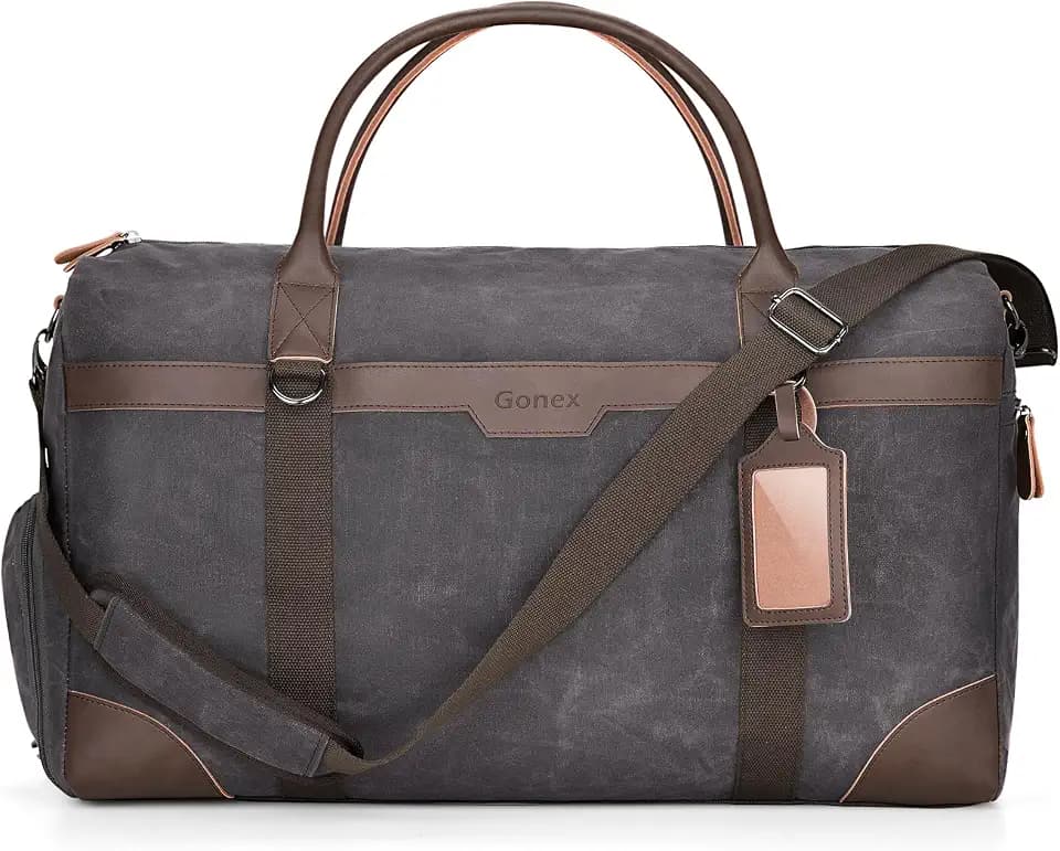 Gonex Gewachstes Canvas Reisetasche 55L Erweiterbar, Weekender Handgepäck