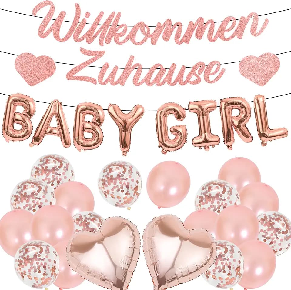 Willkommen Zuhause Baby Deko Mädchen - 29 Stück Deko für Babyparty