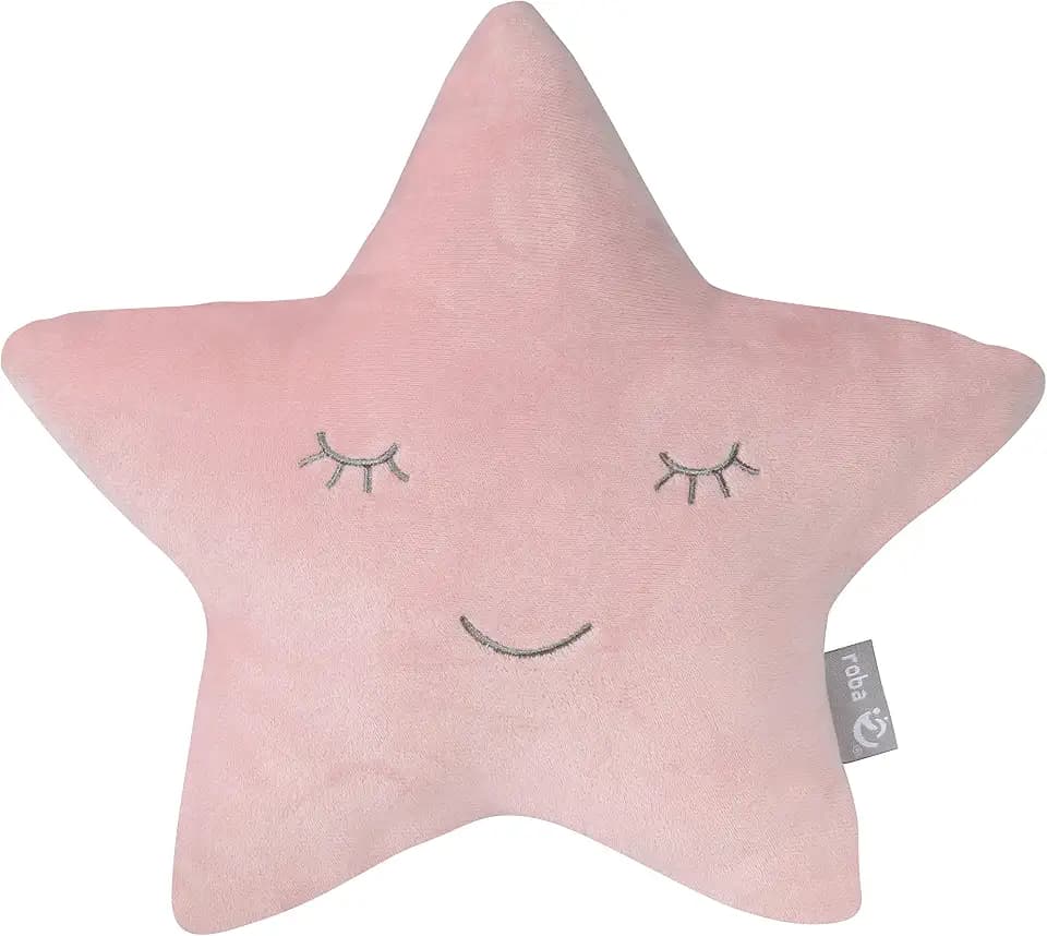 roba Kuschelkissen in Stern Form - roba Style - Flauschiges Deko Kissen für Baby & Kinderzimmer - für Mädchen & Jungen - Rosa