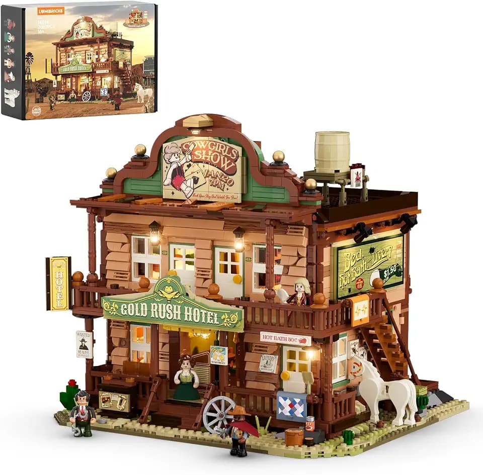 Lumibricks Western-Inn Lighting-Building-Bricks Set, 2682 Pcs West Building