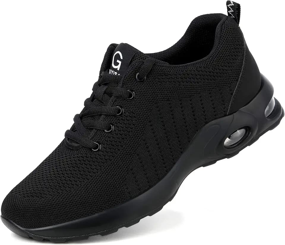 Tongzone Steel Toe Shoes for Women Men Safety Air Cushion Lightweight Sneakers Slip Resistant Industrial and Construction Work Shoes