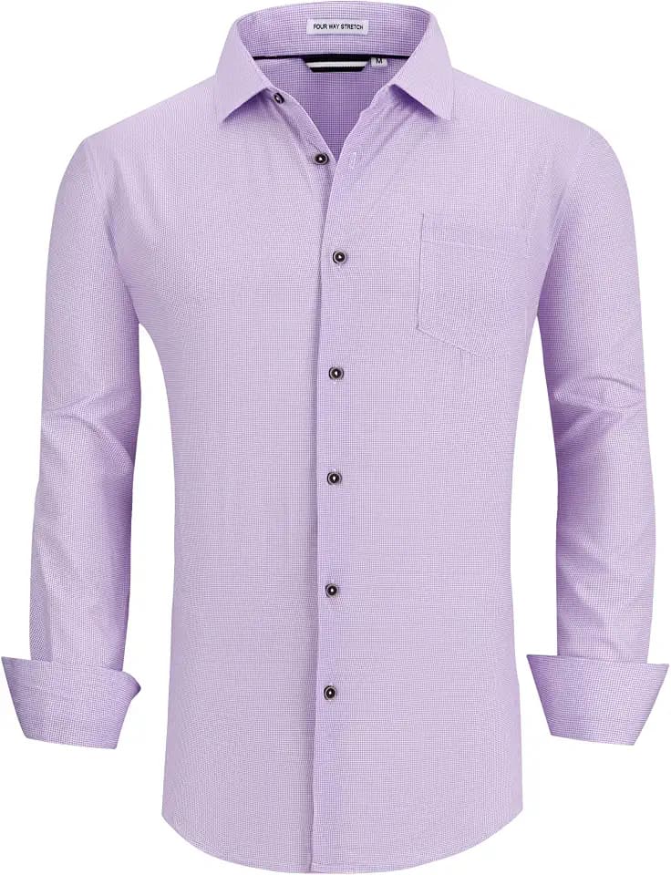 Alex Vando Mens Wrinkle Free 4-Way Stretch Print Business Casual Shirt