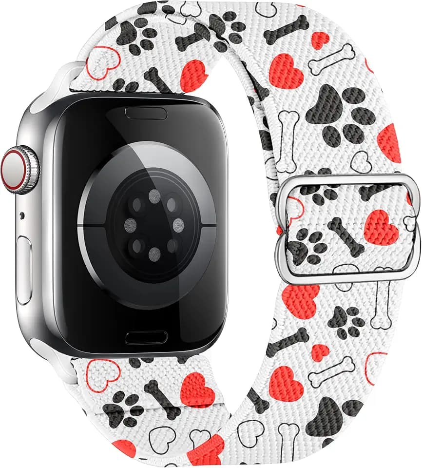 Paw Stretchy Bands Compatible with Apple Watch Band 40mm 41mm 38mm 46mm 44mm 45mm 42mm 49mm Women Men, Water-Resistant Solo Loop Elastic Sport Straps for iWatch Series 11 10 9 8 7 6 5 4 3 SE Ultra