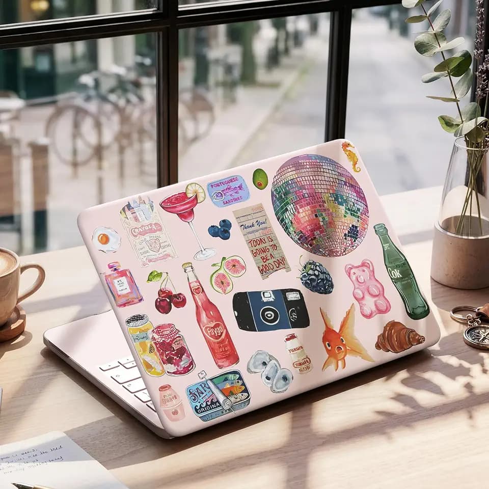 iCasso MacBook Neo 13 Inch Case 2026 A3404 Pink Retro Stickers